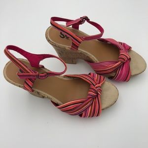 SO Hailey Pink Stripe Platform Cork Sandal
